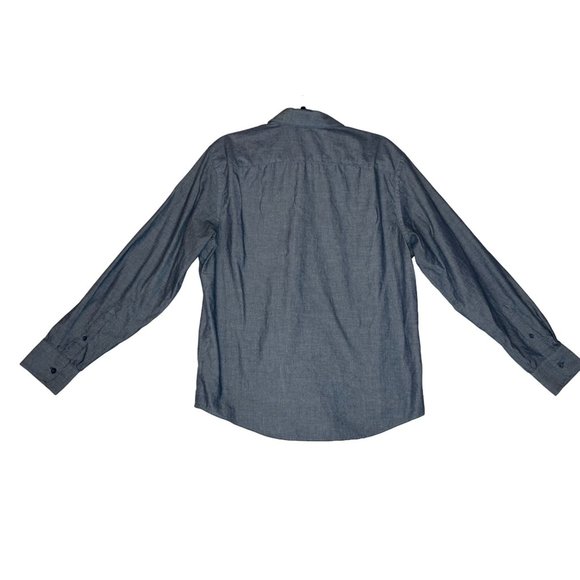 Untuckit Mens Long Sleeve Solid Blue Button Up Size‎ Large 100% Cotton - Picture 2 of 6